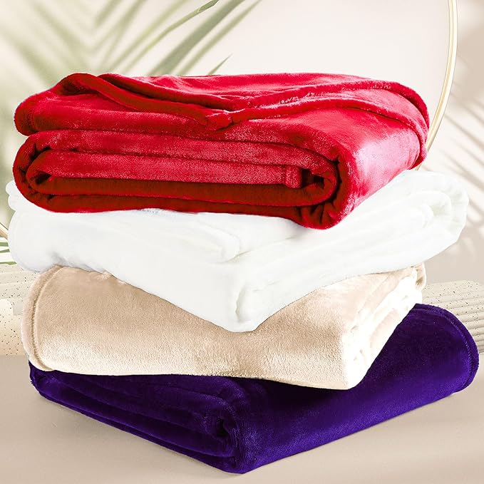 DREAMNINE Oversized Soft Fuzzy Fleece Throw Blanket Twin Size 60" x 80",Decorative Large Solid Lightweight Velvet Bed Blanket,Big Cute Cozy Accent Shaggy Microfiber Flannel Blankets for Bedroom,Purple