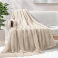 Exclusivo Mezcla Plush Fuzzy Fleece Throw Blanket Extra Large, Super Soft, Fluffy and Warm Blankets for Couch, Bed, All Season (Beige, 50x70 inches)