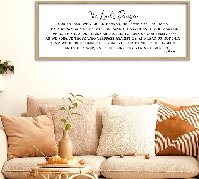 The Lords Our Father Prayer Wall Decor Bible Verse Sign 40"×15" Christian Scripture Large Wood Framed Do It Anyway Wall Hanging Art (Wood)
