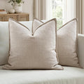 MIULEE Pack of 2 Thick Textured Couch Throw Pillow Covers, Oatmeal Linen Decorative Pillow Covers 18x18, Neutral Cushion Cases for Sofa Bed Living Room Modern Farmhouse Home Decor, No Filling