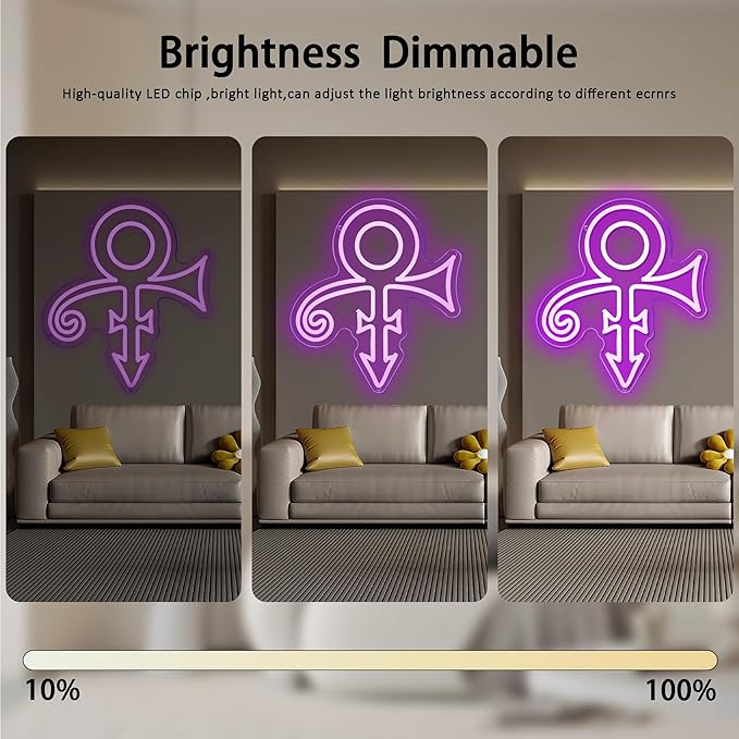 Prince Purple Symbol Neon Signs for Wall Decor,Dimmable Music Singer Love Symbol Sign,USB Powered Neon Light for Dorm Man Cave Bar Music Studio Party Birthday Gifts(11.8 * 13.3in)