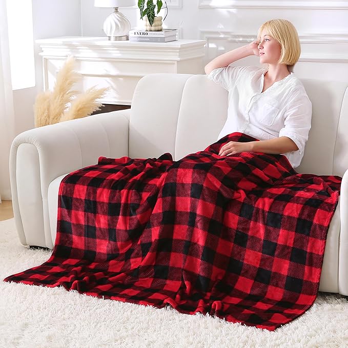 Viviland Checkered Blanket Throw Size Blanket - Soft Fuzzy Cozy Buffalo Plaid Throw for Couch, 50x60 inches