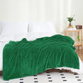 Puncuntex Flannel Fleece Throw Blanket Classic Green 60"×80",Super Soft Plush Cozy Blanket with Square Grid Design Luxury for Couch Sofa Chair