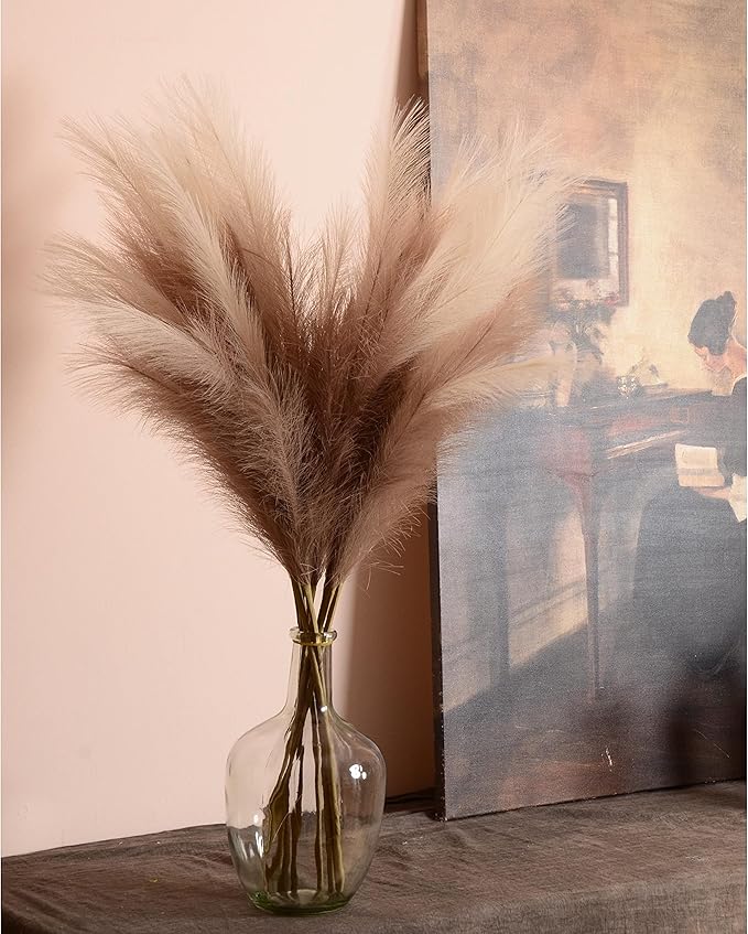 Faux Pampas Grass, 9 PCS 37''/3.1FT Tall Fluffy Fake Pompas Floral, Large Artificial Pompous Grass Branches for Floor Vase Fillers, Boho Farmhouse Room Wedding Decor (Mixed Color)