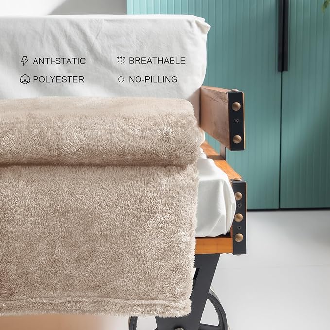 Exclusivo Mezcla Plush Fuzzy Fleece Throw Blanket Extra Large, Super Soft, Fluffy and Warm Blankets for Couch, Bed, All Season (Camel, 50x70 inches)