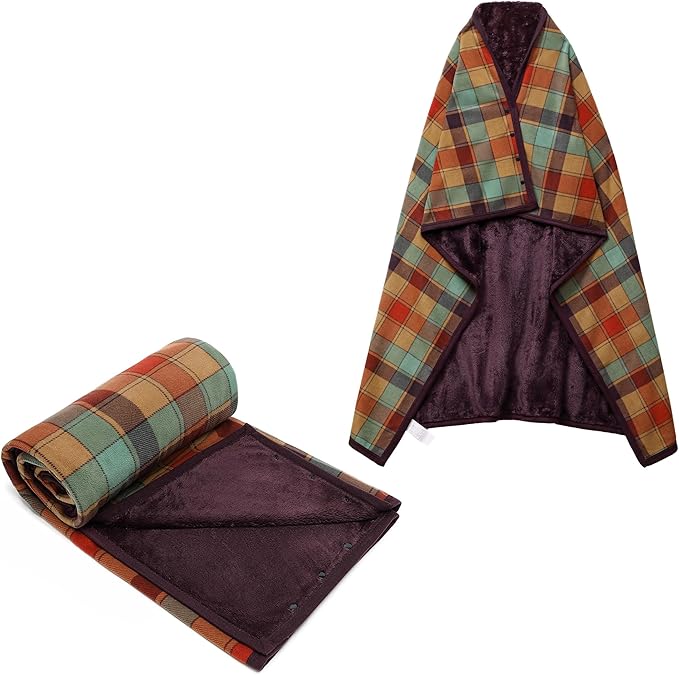 forestfish Fleece Wearable Blanket Oversized, Comfy Lightweight Lap Blanket Poncho Throw with Buttons, 63“x 55”(Multicolor)