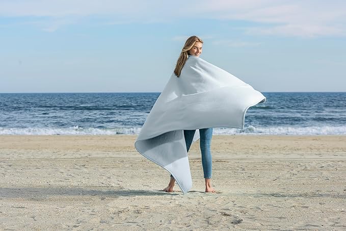 MV Sport Lightweight Sweatshirt Blanket Throw – Warm & Cozy, Breathable Oversized Fleece Knit, Couch, Bed, Travel, Cold Nights, and Outdoors – Soft Light Weight Blanket 54" x 84" Arctic Blue