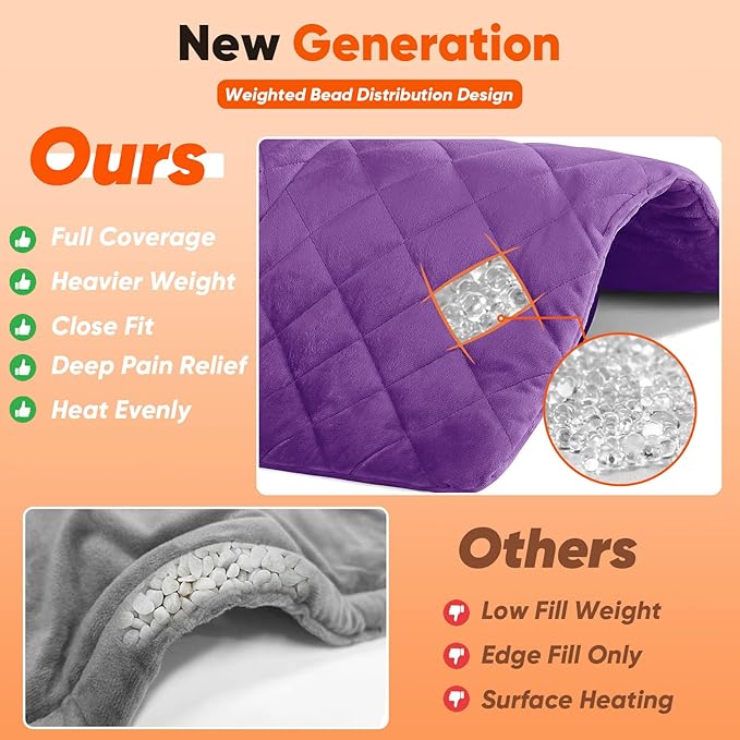 OCTROT Purple Weighted Heating Pad for Neck Shoulders and Back, for Mom Wife Grandma, Birthday Gifts for Mom Older Women, Electric Heated Blanket with 9 Heat Options 4 Auto-Off Timer