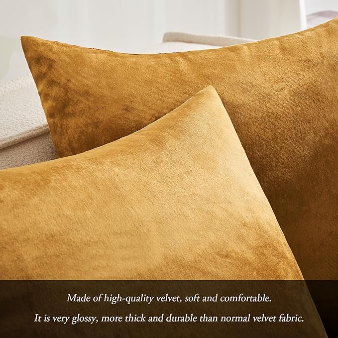MIULEE Velvet Throw Pillow Covers 12x20 Inch, Pack of 2 - Dark Gold, Soft Solid Lumbar Decorative Pillow Covers Modern Luxury Home Decor for Chair Couch Sofa Bedroom Livingroom