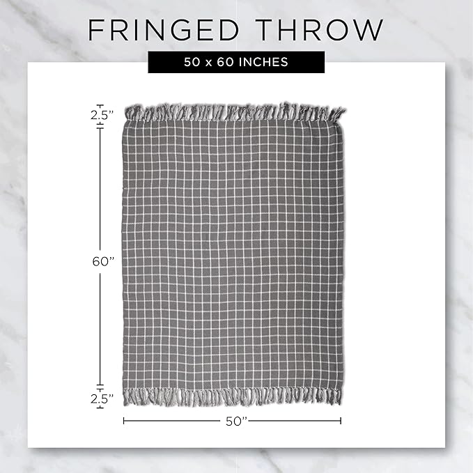 DII Industrial Tonal Textured Woven Throw 50x60, Cool Gray