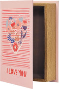 PACOLO Decorative Book Boxes, Faux Wood cover Storage for Hidden Jewelry, Money, and Cash (I LOVE YOU)
