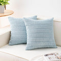 Aegero Pack of 2 Corduroy Decorative Throw Pillow Covers 24x24 Inch Soft Striped Pillow Covers Modern Farmhouse Home Decor for Sofa Living Room Couch Bed（Sky Blue）