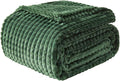 EMME Fleece Blanket, 3D Jacquard Throw Blanket for Couch and Bed, Soft Cozy and Fluffy Blankets Lightweight Luxury Flannel with Geometric Grid Design (Dark Green, 60" x 80")