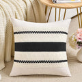 Fancy Homi Set of 1 Boho Black Big Decorative Throw Pillow Cover 24x24 Inch for Couch Bed Bedroom, Aesthetic Modern Organic Farmhouse Room Decor, Soft Cotton Accent Macrame Woven Cushion Case