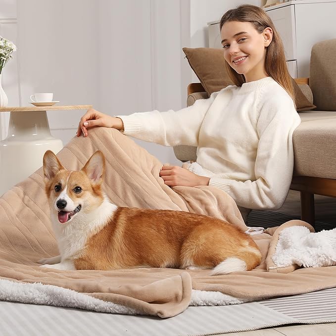 Full Size Electric Blanket 72''X84'' Heated Blanket - Heating Blanket with 5 Heating Level & 10 Hour Auto Off, Ultra Soft, Machine Washable & Overheating Protection, House Warming Gifts(Beige)