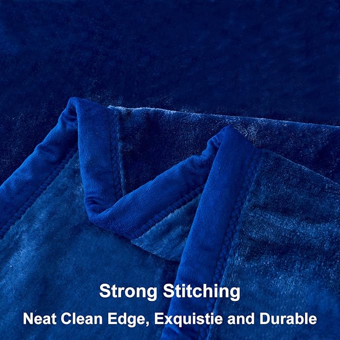 JYK Fleece Plush Blanket - 3.5 LB, 1 Ply Lightweight Korean Style Mink Blanket, Queen 79" x 91" - Super Soft, Warm & Cozy, Microfiber Bed Blanket for All Seasons, Navy