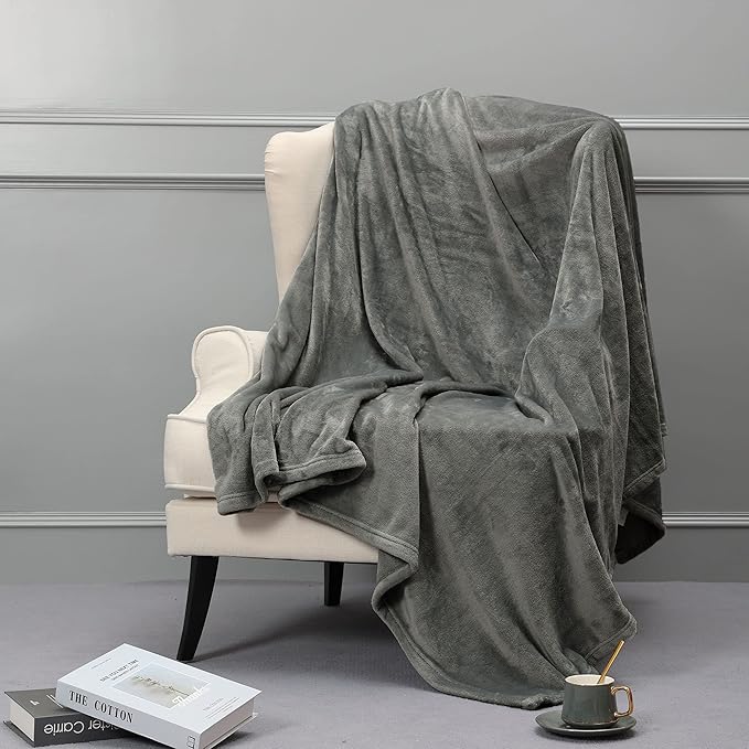 NANPIPER Fleece Blankets, Super Soft Flannel Fuzzy Blanket for Bed Couch, Luxury Cozy Plush Microfiber Blanket-Twin Size,Grey