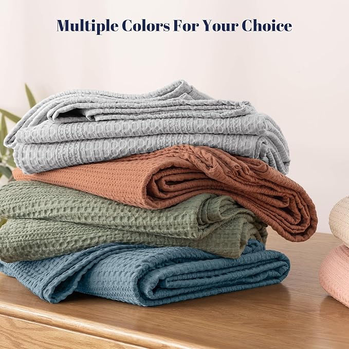 PHF Lightweight Waffle Weave Blanket King Size, Breathable & Ultra Soft, 104"x 90" Soft & Cozy Thin Blanket for All Season & Hot Sleepers, Bed, Home Decor - Dusty Sage
