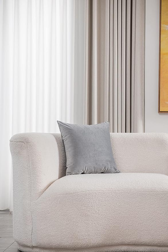 DEZENE Euro Sham Covers 26x26 Light-Grey: Pack of 2 Cozy Soft Velvet Square Modern Luxury Decorative Throw Pillow Cases for Sofa Couch Living Room Bed Home Decor