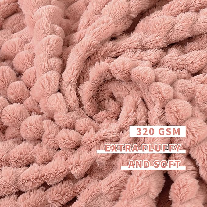 FY FIBER HOUSE Oversized King Blanket 120" x120" Seamless Extra Large Bed Blanket 10' x 10' Super Soft Plush Fuzzy Huge Blankets for Couch Office Sofa, Pink