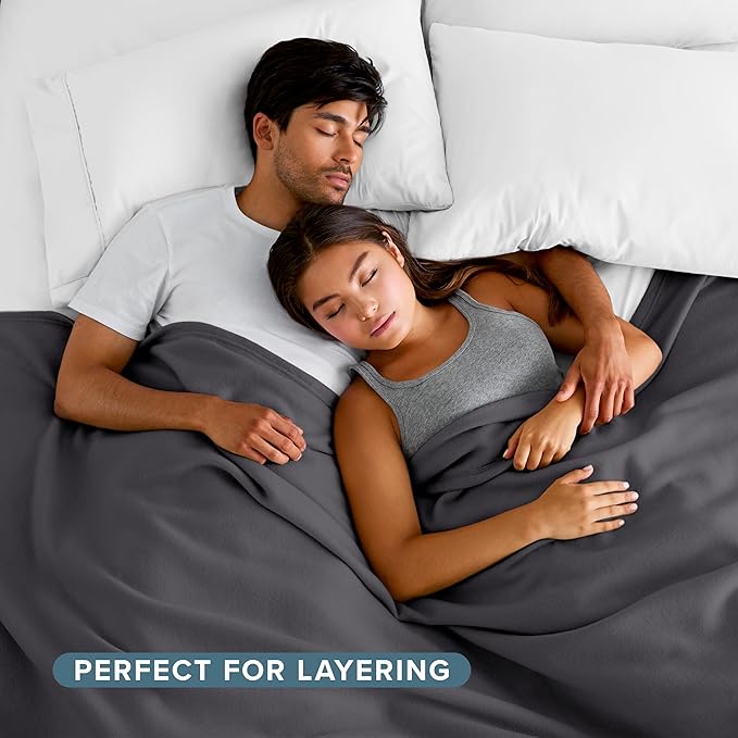 Bare Home Polar Fleece Blanket - Full/Queen - Grey - Warm & Cozy - Premium Fleece - Throw for Bed, Sofa, Camping, Travel and Cold Nights - Lightweight Blanket (Full/Queen, Forged Iron Grey)