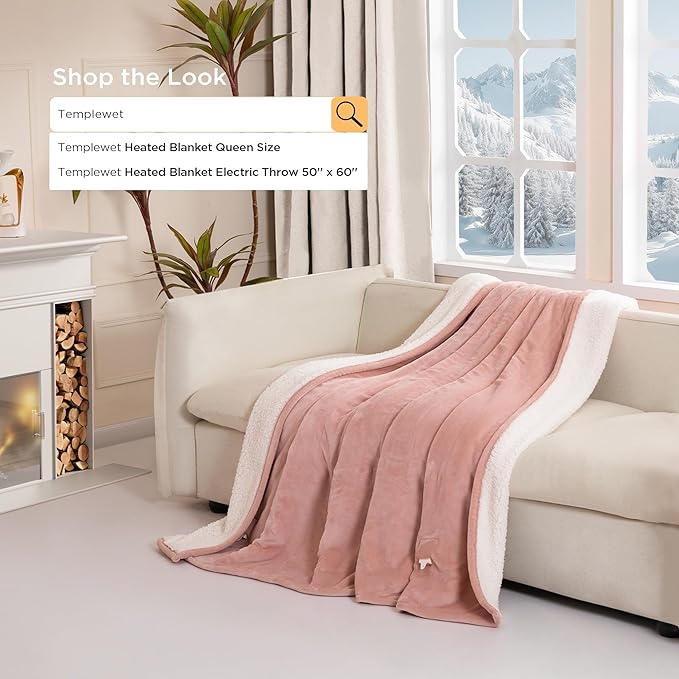 Heated Blanket Electric Throw 50" x 60" -Heated Throw Blanket with 4 Heating Levels & 3 Hours Auto Off,Machine Washable,ETL & FCC Certification(Candy Pink)