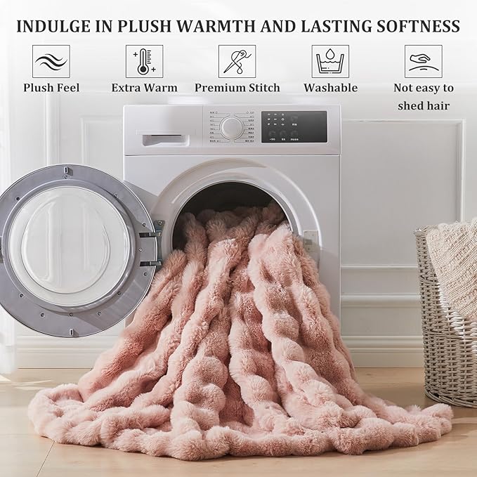 Faux Fur Twin Blanket for Couch, 1000 GSM Cozy Fuzzy Fluffy Soft Plush Thick Bubble Sherpa Blanket for Sofa Bedroom Living Room, Mothers Day Birthday Gifts for Women Home Decor