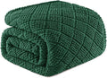 Whale Flotilla Fuzzy Fleece Queen Size Blanket for Bed, Soft Fluffy Jacquard Waffle Blankets for All Season, Lightweight and Warm, 90x90 Inch, Emerald Green