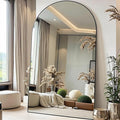 Full Length Floor Mirror, 91x46 Inch Oversized Arched Standing Mirror in Black for Bedroom, Living Room, Dressing Room - Elegant Freestanding Leaning Mirror Decor