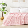 Cozy Bliss Seersucker Cooling Comforter King Size, Q-Max 0.45 Reversible Lightweight Cooling Blanket, Breathable Silk Smooth Summer Bedding Quilt for Hot Sleepers Night Sweats Pink