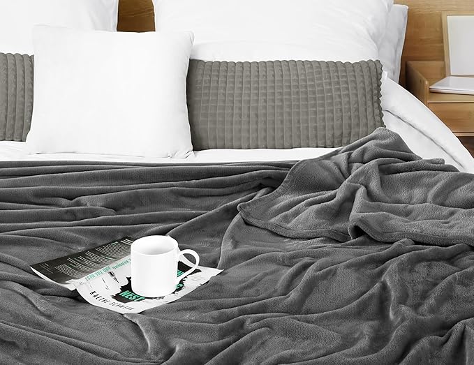 Utopia Bedding Grey Fleece Blanket Twin Size Lightweight Fuzzy Soft Anti-Static Microfiber Bed Blanket (60x80 Inch)