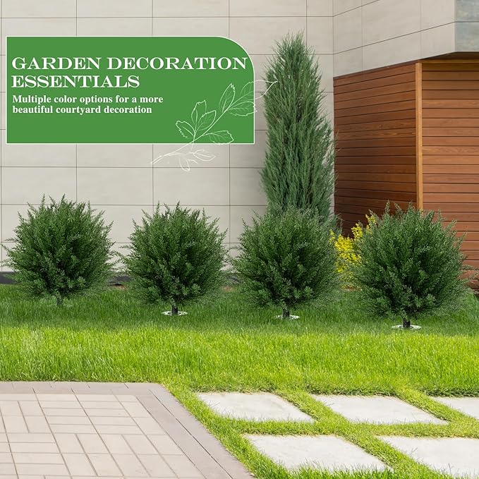 Artificial Topiary Bushes for Outdoors with Spike, Boxwood Ball Fake Shrubs UV Resistant Faux Plants for Indoor Outdoor Fall Thanksgiving Halloween Decor (Upgraded Artificial Topiary)