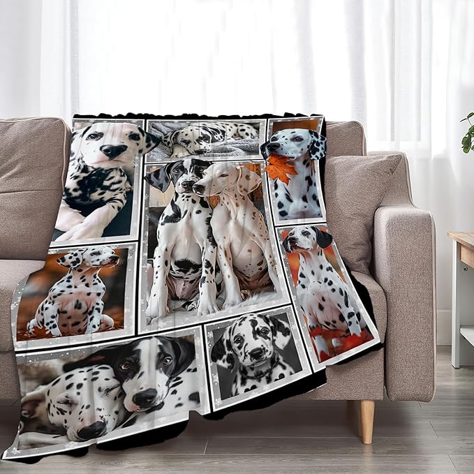 Dalmatian Dog Blanket Dalmatian Throw Blankets Puppy Dog Decor Stuff Cozy Flannel Fleece Soft Plush Fuzzy Warm Lightweight Bedding Gifts for Women Girls Kids 50"X40"