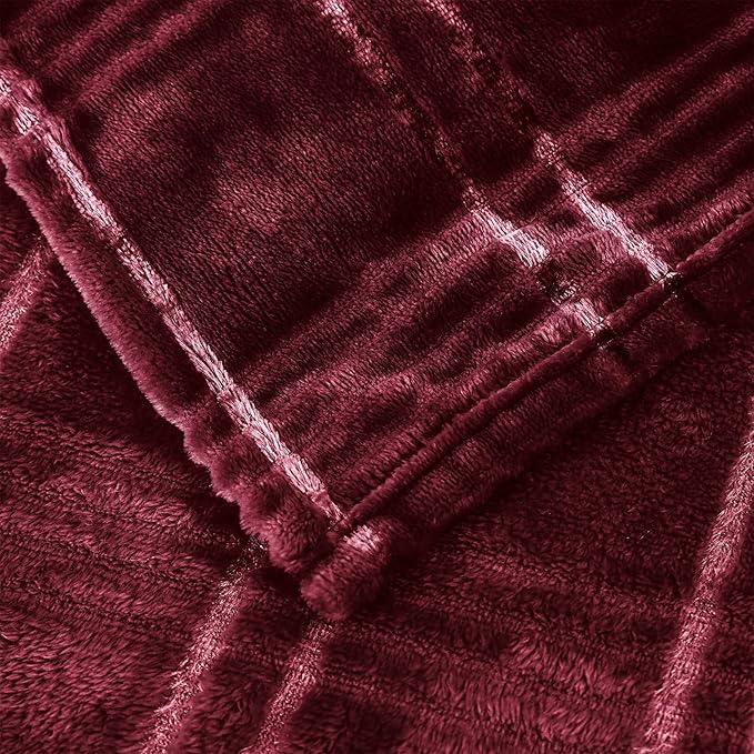 COOVA Oversized King Fleece Blanket 120x120 inches, Soft Cozy Warm Giant Extra Large 10'x10' Blanket for Bed, Sofa, Couch,Travel, Camping, California Huge Big Throw Blanket, Checkered Burgandy Red