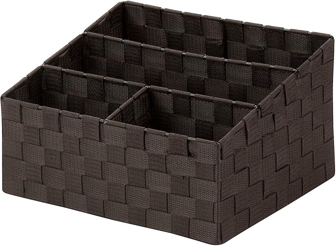 Honey-Can-Do OFC-03611 Woven Mail and File Desk Organizer, 12 x 10.25 x 7", Espresso Brown