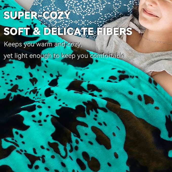 Fleece Throw Blanket for Bed, Teal Blue Soft Fuzzy Blankets for Adults Kids, Turquoise Graduation Decorations for Bedroom Living Room Home, Birthday Gifts for Her Him Girls Boys 50x60 Inches