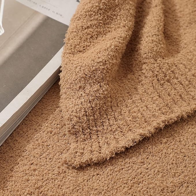 bearberry Super Soft Fluffy Throw Blanket Lightweight Cozy Warm Bed Blankets for Couch Sofa Bed All Season (Camel, 60”x80”)