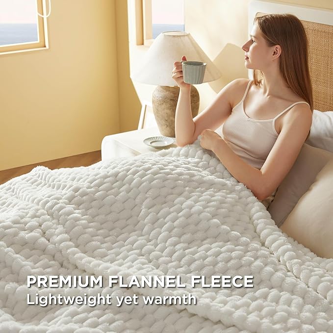 Bedsure King Size Blanket for Bed - 350GSM Fluffy Plush Bubble Blanket King for Home Room Decor, GentleSoft Cute Fleece Soft Cozy Gifts for Women Girls, Off White, 108x90 Inches