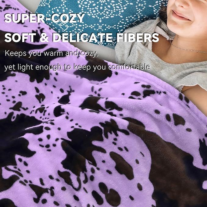 King Size Fleece Blanket for Bed, Oversized Warm Fuzzy Soft Cozy Purple Couch Blanket for Adults & Couples, Extra Large Home Room Decor for All Season, 90x108 inches