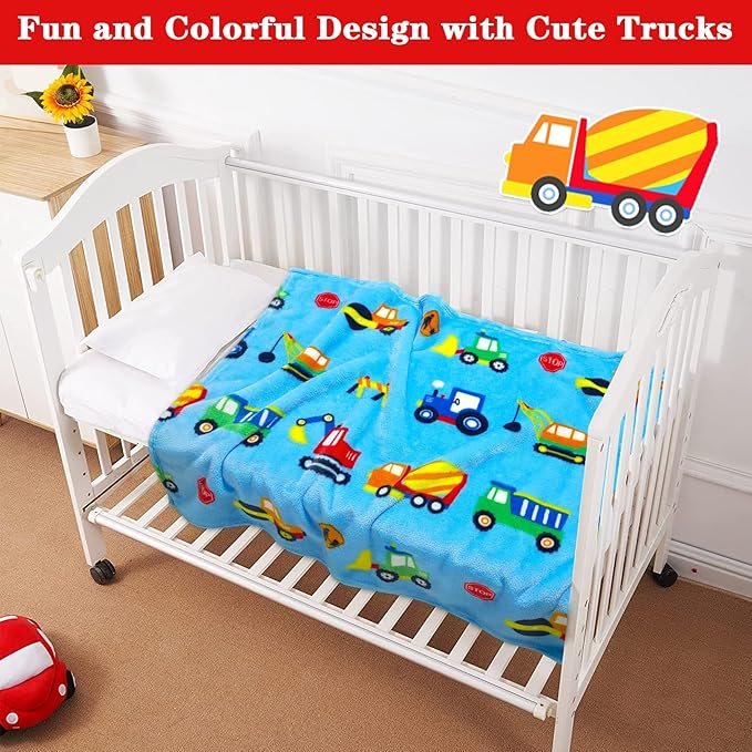 Lukeight Construction Toddler Blanket Gifts for Boys and Girls, Plush and Thick Boys Truck Blanket Birthday Gifts for Toddler and Baby (Construction, 30x40 Inches)