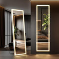 DUMOS 16"×60" Full Length Mirror with Light, LED Floor Full Body Mirror with 3 Color Lighting, Wall Mounted Stand Mirror for Bedroom, Dressing Room, Living Room, Bathroom