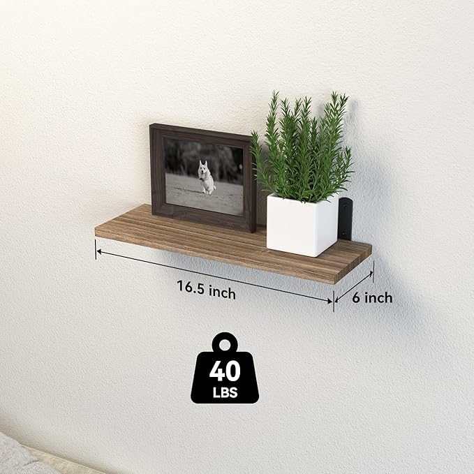 Floating Shelves, 5 Sets Wall Shelves, Wood Floating Shelves for Bedroom Wall Décor, Wall Mounted Floating Bathroom Shelf for Storage, Floating Book Shelf, Living Room – Rustic Brown
