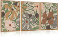 CHDITB Bohemian Floral Framed Canvas Wall Art Set Of 3,Farmhouse Flowers Wall Decor, Nature Botanical Artwork Boho Green Vines Wildflowers Art Prints For Dining Room Bedroom Decor (12X16 Inch)