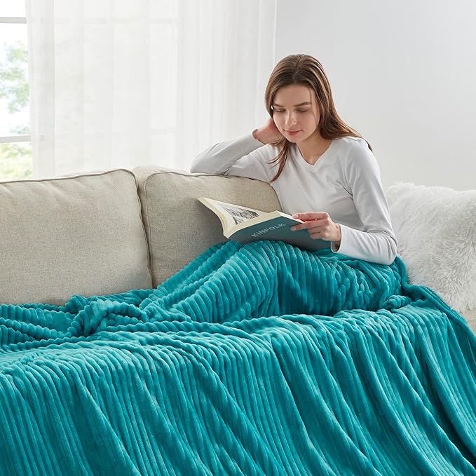 Nestl Blue Throw Blanket for Couch - Cozy Warm Fuzzy Blankets for Women, Plush Small Fleece Throws for Girls - Teal Blue, 50 x 60 Inches