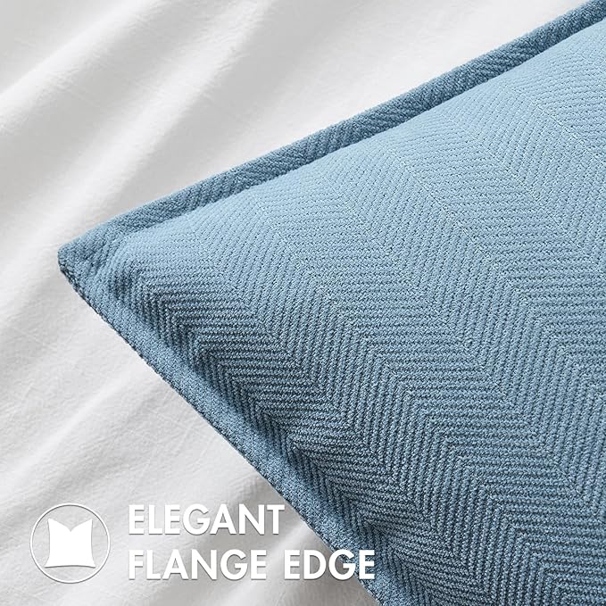 MIULEE Pack of 2 Light Blue Decorative Pillow Covers 20x20 Inch Soft Chenille Luxurious Couch Throw Pillows Farmhouse Cushion Covers with Elegant Design for Sofa Bedroom Living Room Spring Home Decor