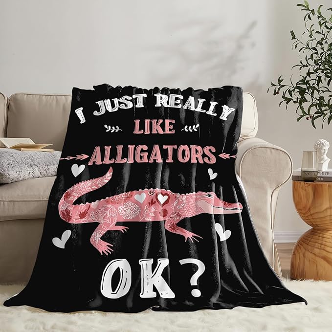 Crocodile Blanket for Girls Women Boys Men Adults Kids Soft Cozy Fleece Reptiles Alligator Throw Blankets Gifts Warm Flannel Plush Lightweight Decor for Couch Bed Sofa 80"X60"