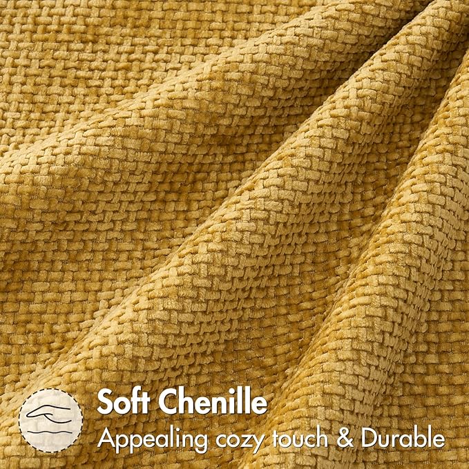 MIULEE Pack of 2 Gold Throw Pillow Covers 16x16 Inch Mustard Yellow Summer Modern Boho Accent Decorative Pillow Covers Soft Chenille Farmhouse Cushion Covers for Home Decor Couch Bed Sofa Living Room