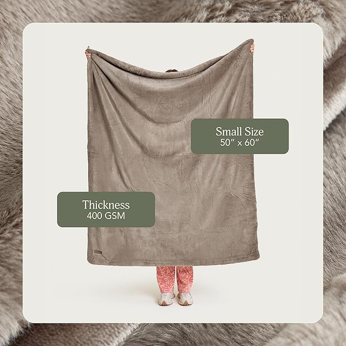 UnHide Lil’ Marsh Faux Fur Blanket - Lightweight, Soft Throw Blanket - Machine Washable - Ideal for Bed, Couch, or Reading Chair- Small (50" x 60") Taupe Ducky
