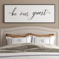 PEONIA 41" x 15" Be Our Guest Wall Decor - Be Our Guest Framed Above Bed for Bedroom Wall Decor Minimalist And Aesthetic Wall Art Canvas Signs (Black)
