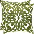 Alysheer Floral Embroidered Spring Decorative Throw Pillow Cover 18"x 18" Set of 2, Boho Farmhouse Embroidery Patterned Green Cushion Case for Sofa Couch Living Room Bedroom Outdoor